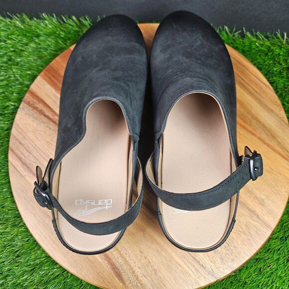Dansko Berry Clog Shoes Womens EU39 US 9 Black Nubuck Leather Clogs Slip On - Picture 9 of 14